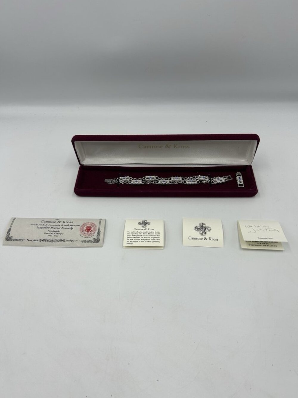 CAMROSE & KROSS JBK JACQUELINE KENNEDY Blue CRYSTAL SILVER TONE BRACELET✅